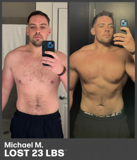 Michael M. before and after &mdash; lost 23 lbs in 4 months with Trimsulin